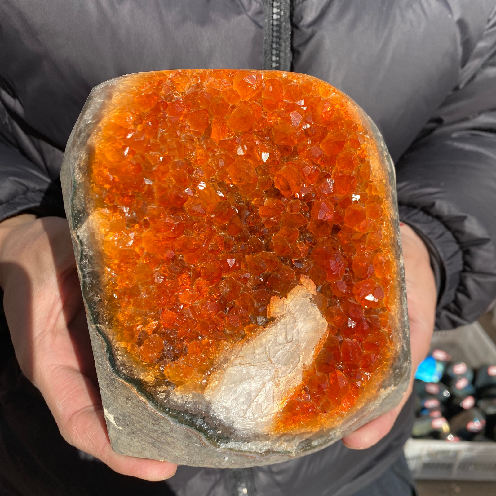 5LB Natural Citrine Geode Quartz Cluster Crystal Cathedral Specimen for Healing Energy