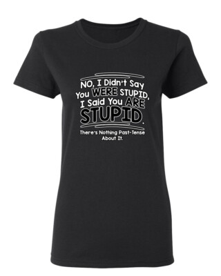 I Didn't Say You Were Stupid Sarcastic Novelty Graphics Funny Womens T-Shirt