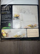 Vintage Sears Perma Prest Percale Sheet Full Size Flat White Sheet 50/50 NEW