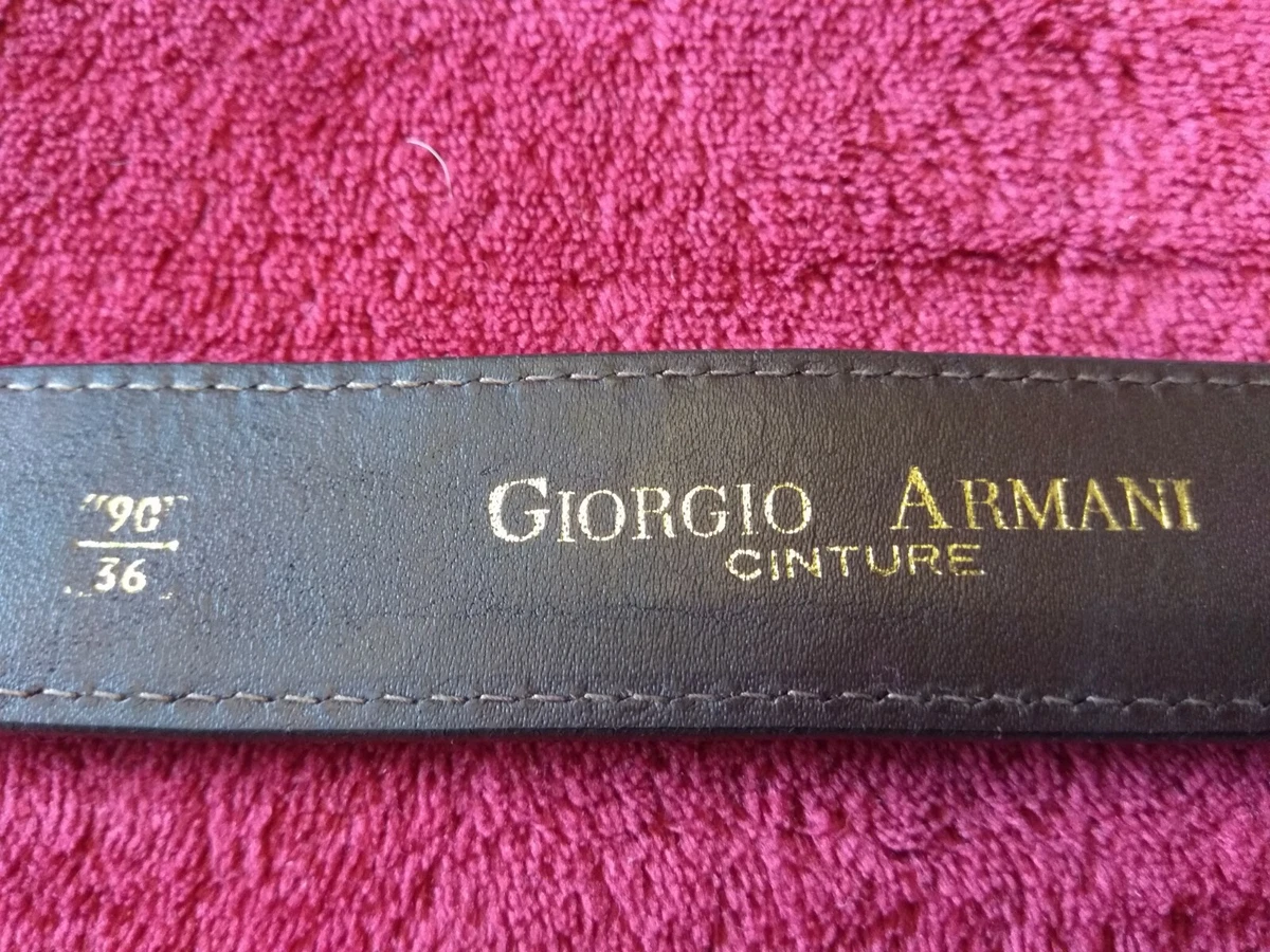 GIORGIO ARMANI Womens Powder Blue Skinny Saffiano Leather Belt 90 36 Italy NEW Buy Women main image 2