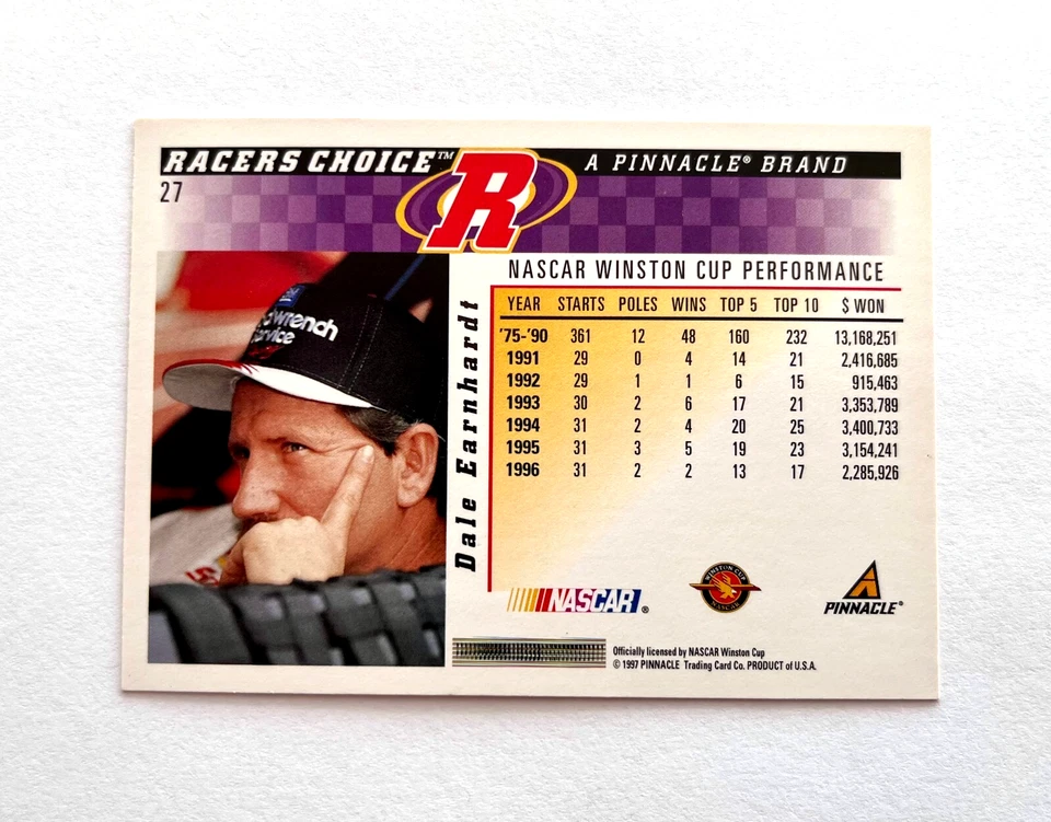 Dale Earnhardt NASCAR 1997 Pinnacle Racer's Choice #27 Autographed Signed - Image 4 of 4