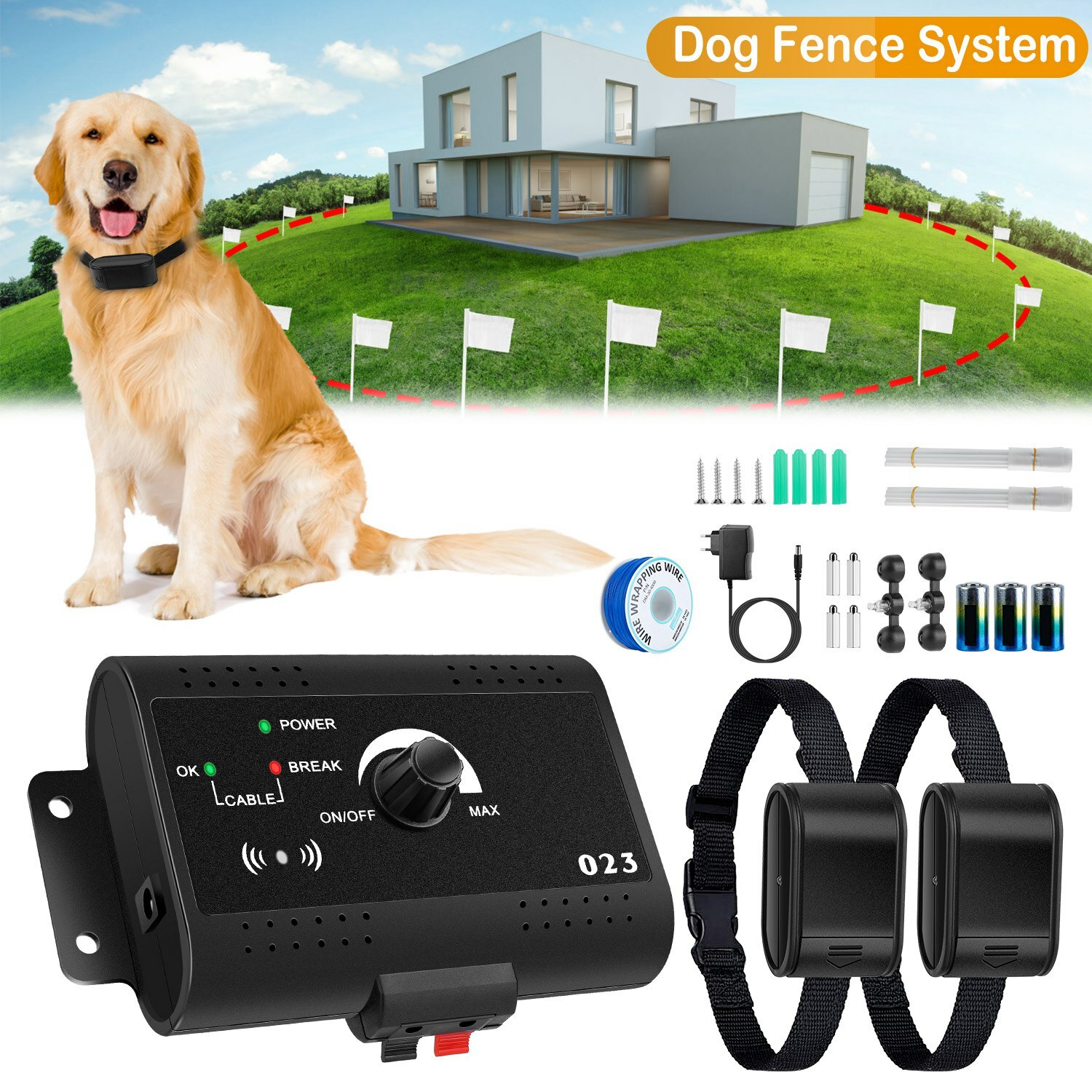 Containment System Waterproof Shock Collars For 2 Dogs