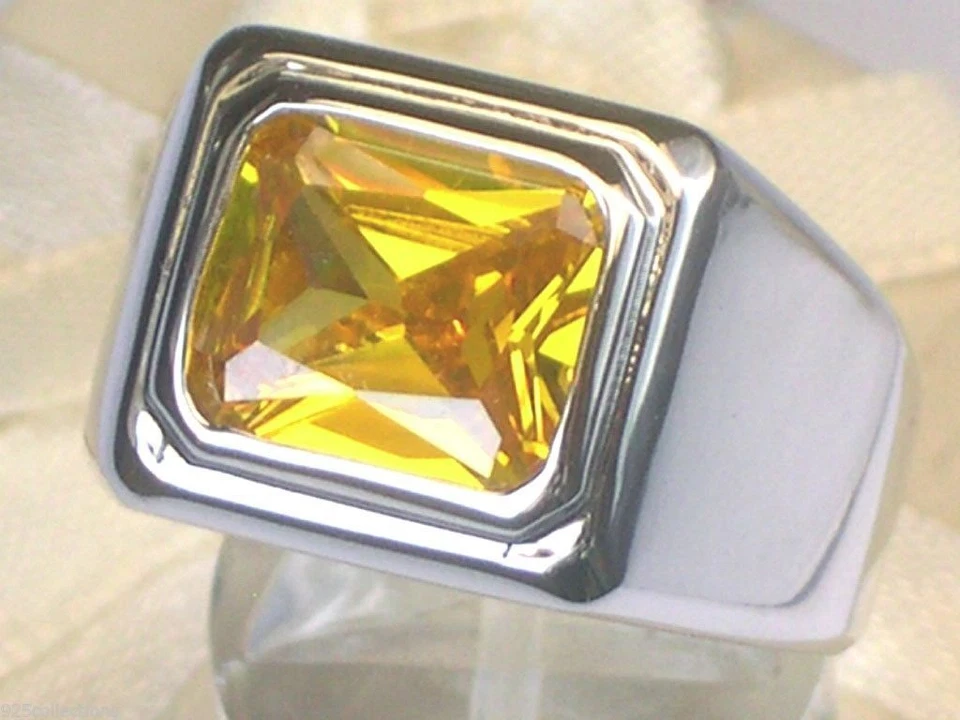 11 X 9 мм Solitaire ноября желтый Solitaire камень мужской родий кольцо размер 7-15 - Изображение 4 из 4