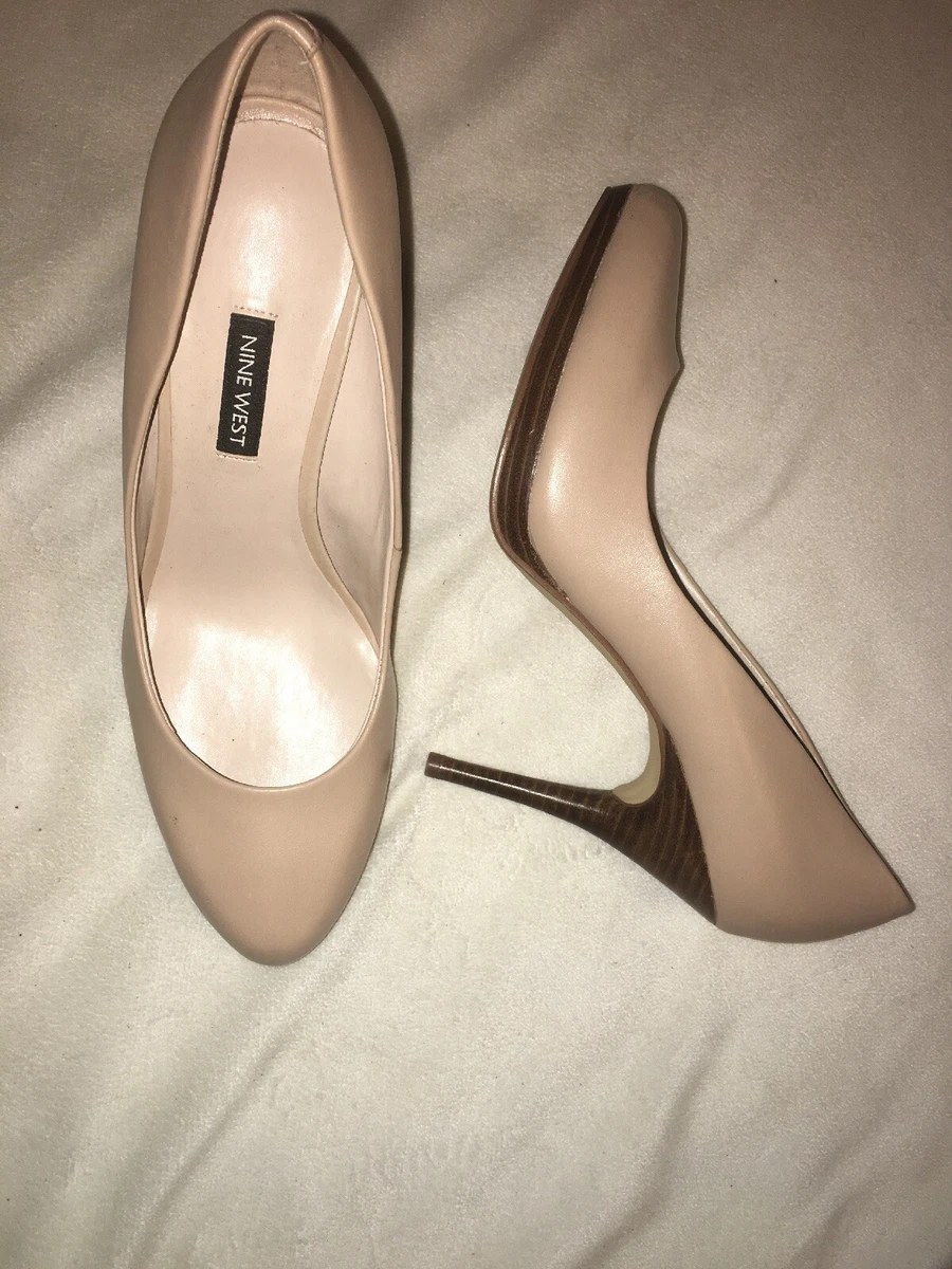 Nine West Kristal Platform Pumps Women s Beige LEATHER SZ 10 M NEW
