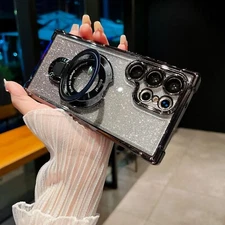 Magnetic Glitter Ring Stang Phone Case For Samsung Galaxy S24+ S23 S22  Ultra