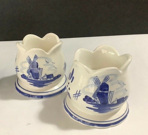 Lot of 4 Vintage DELFT BLUE Holland Votive Candle Holders  - Picture 5 of 7