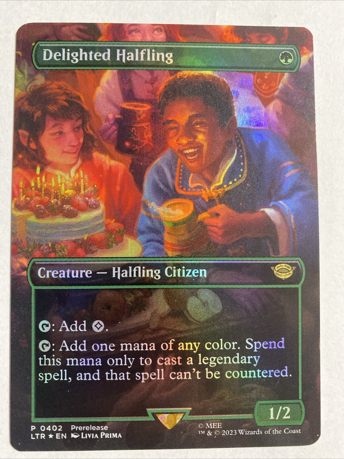 MTG Lord Of The Rings Delighted Halfling Borderless Foil 0402 NM Rare