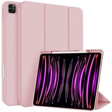 3-türige TPU Leder Hülle für iPad Pro 12.9 mit rosa Stiftschlitz