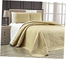 - 3-Piece Beige/Taupe Maize Oversize Stella Grande Bedspread King/Cal King