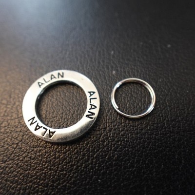 Alan Personalized Charm Silver Tone Circle Ring Engraved Name Gift