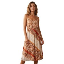 AERIE Boho Patchwork Floral Midi Dress Orange Cream Brown Paisley Medium