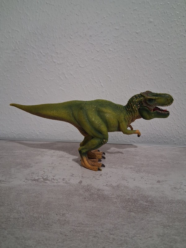 2011 Schleich Tyrannosaurus Rex Dinosaur TRex Green Figure 11" Long Moveable Jaw