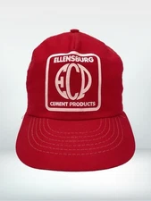 Vintage Ellensburg Cement Products Trucker Hat Red Made In USA One Size