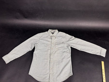 Eddie Bauer Shirt Mens Med Green Blue Gingham Long Sleeve Button-Down