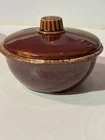 Vintage Hull Oven Proof USA Soup Bowl w/ Lid, Brown Drip Glaze-IMPERFECT
