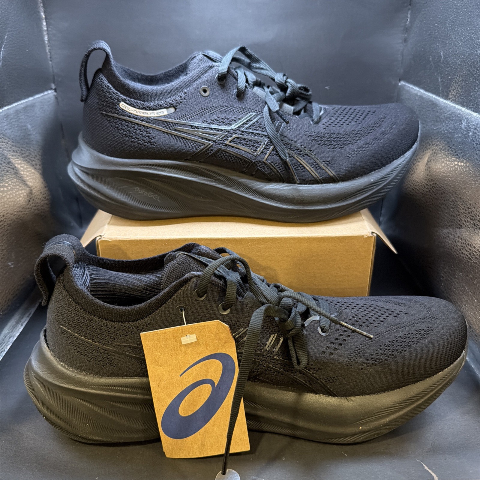 Asics Sneakers Mens 9 Gel Nimbus 26 1011B794 Black Running Athletic Gym Shoes