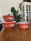 Pyrex Autumn Harvest Rust Mixing Bowls 402 403 Vintage Nesting Bowl Wheat EUC