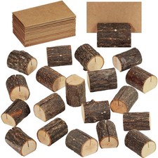 Supla 20 Pcs Rustic Wood Place Card Holders Wooden Table Numbers Holder Brown
