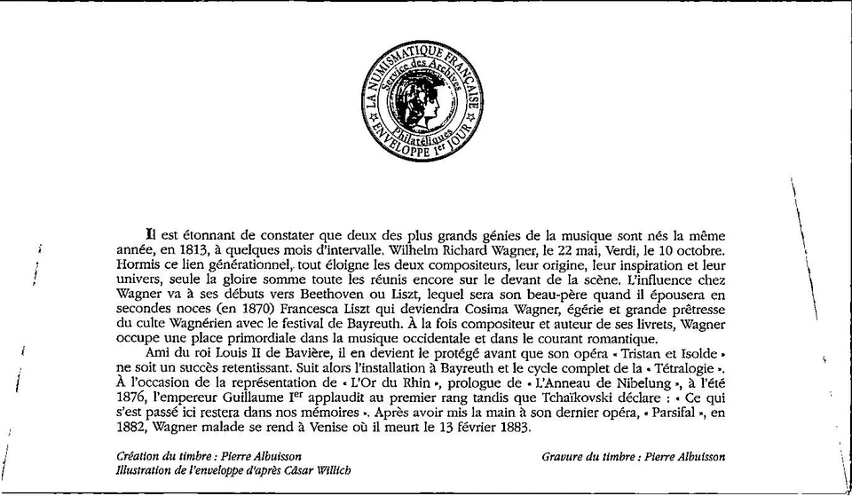 Monaco SC# 2723 FDC 2013 Richard Wagner - A03069 - Image 2 of 2