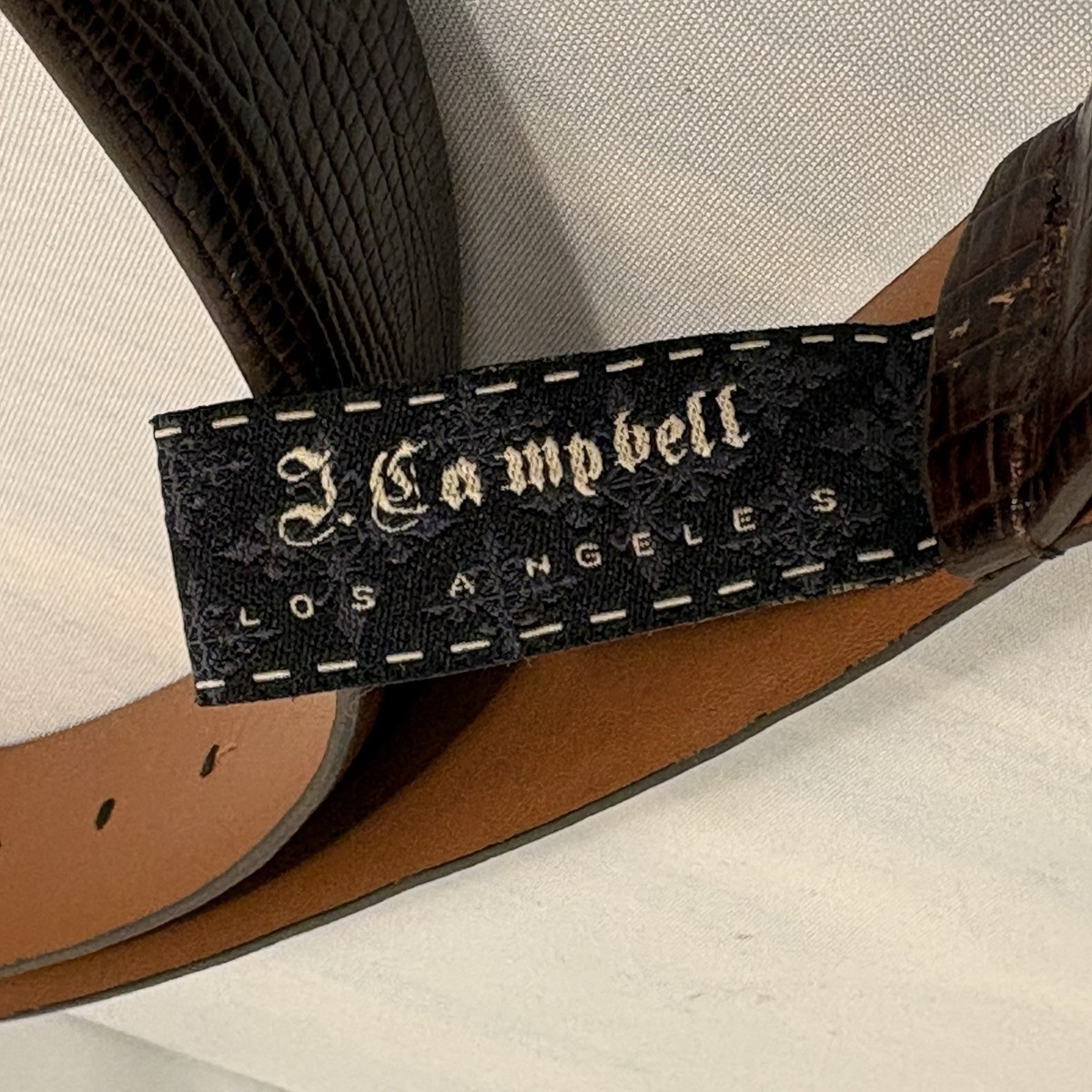 J Campbell Mens Leather Belt Brown Textured Italian Los Angeles Large 40/100 MCM View 3