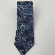Ermenegildo Zegna Silk Necktie Mens Paisley Blue Teal Made in Italy