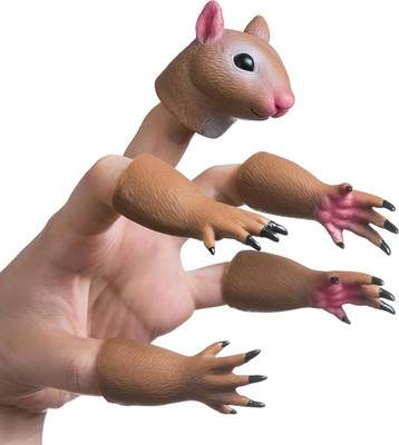 Squirrel Finger Puppet Tiny Hands Theater Prop Funny Gag Gift For White Elephan