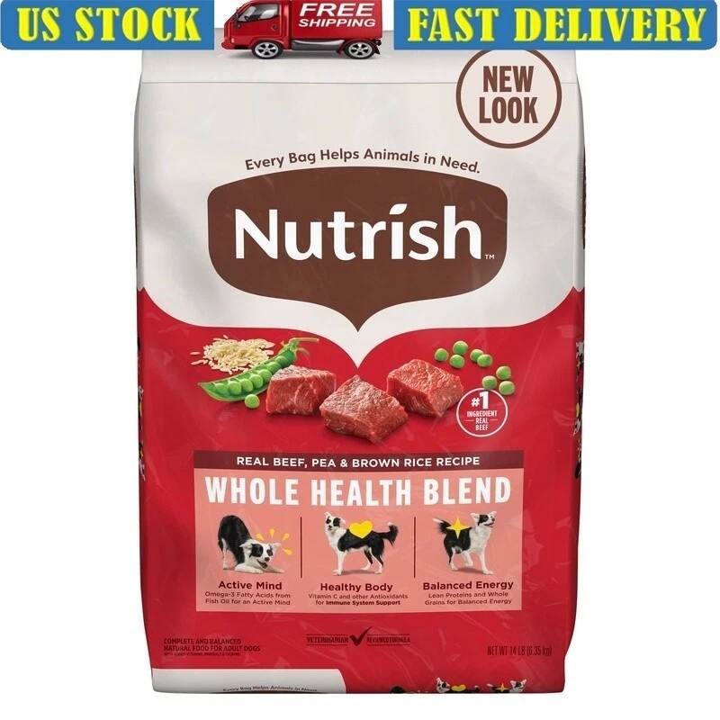 Beef Pea Brown Rice Recipe Dry Dog Food Whole Health Blend 14lb Kibble New