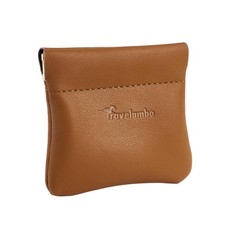 Travelambo Leather Squeeze Coin Purse Pouch Change Holder For Men  Brown