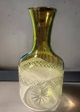 Antique Baccarat Carafe Decanter Cut Crystal Light Green To Clear 18 X 9 Cm