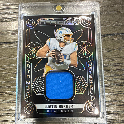 Panini 2022 Obsidian Football- Justin Herbert Atomic Material Patch # 18/75!!!