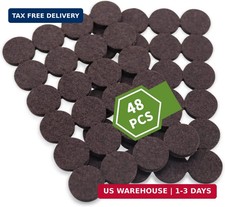 Felt Furniture Pads for Hardwood Floors 48 PCS, 1" Round, Brown Chair Leg Floo