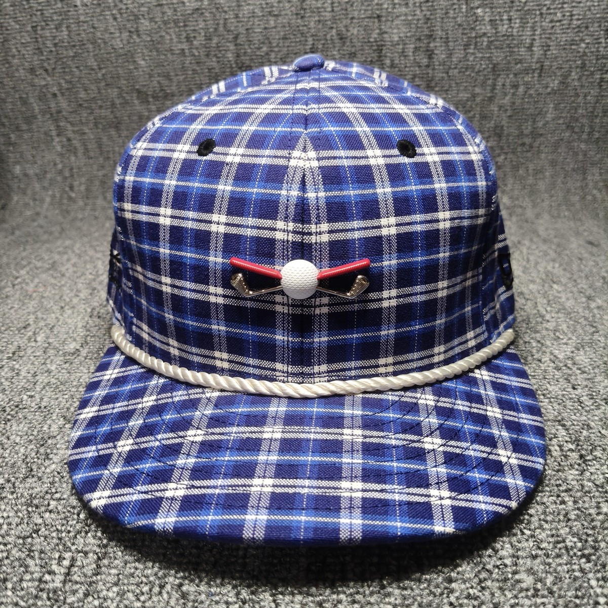 New Era 9FIFTY Blue Plaid Golf Cap Strapback Hat Crossed Clubs Ball Loosen Up