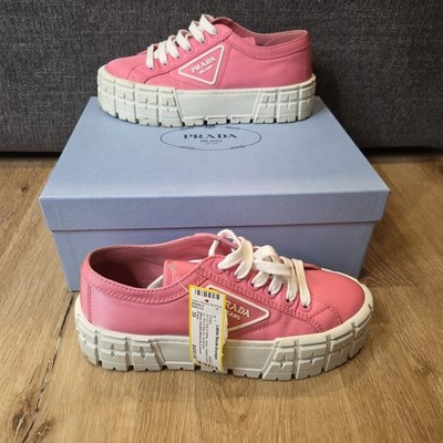 Women s Pink & White Prada Nylon Gabardine Platform Shoe EU 39 w/Box & Bag READ