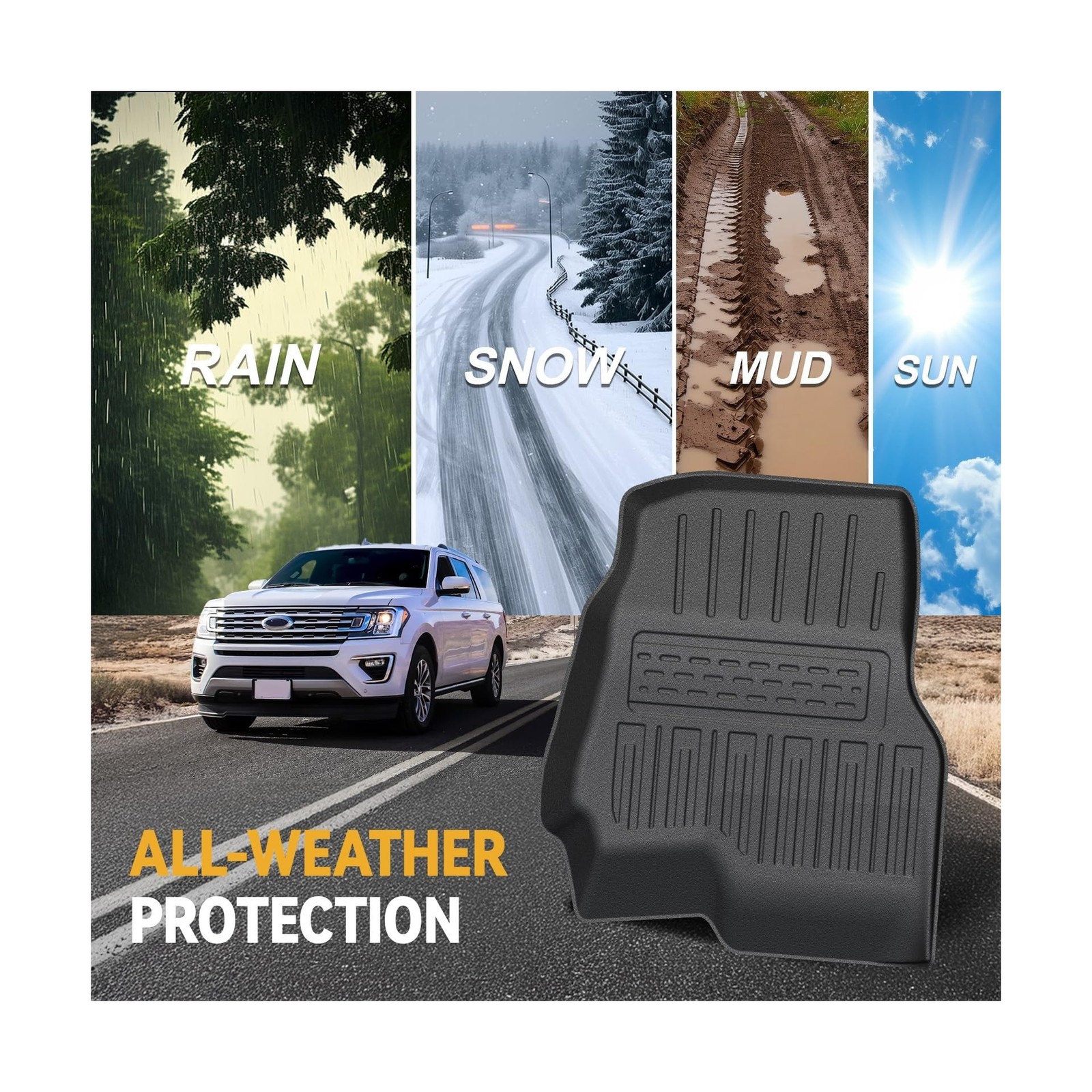 Floor Mats Set for 2018-2024 Ford Expedition/Lincoln Navigator 7 Seats Access...