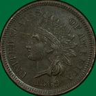 1869 Indian Head Cent Almost Uncirculated AU Coin, Minor Porosity #38498