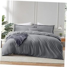 Grey Duvet Cover Queen Size - 3 Queen 90" x 90" 10 - Grey No Comforter