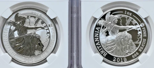 2019 Great Britain NGC PF 70 Ultra Cameo 2 oz Proof  999% Silver Britannia Set