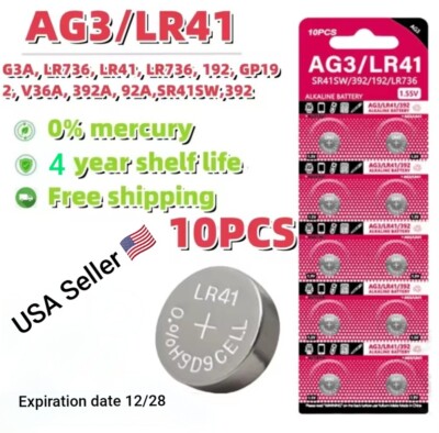 LR41 10 Pack Alkaline Batteries AG3 L736 392 384 192 Premium 1.5V Button Coin