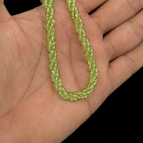 18" Natural Peridot Twisted Necklace Sparkling Green Beads 925 Silver Clasp - Picture 6 of 15