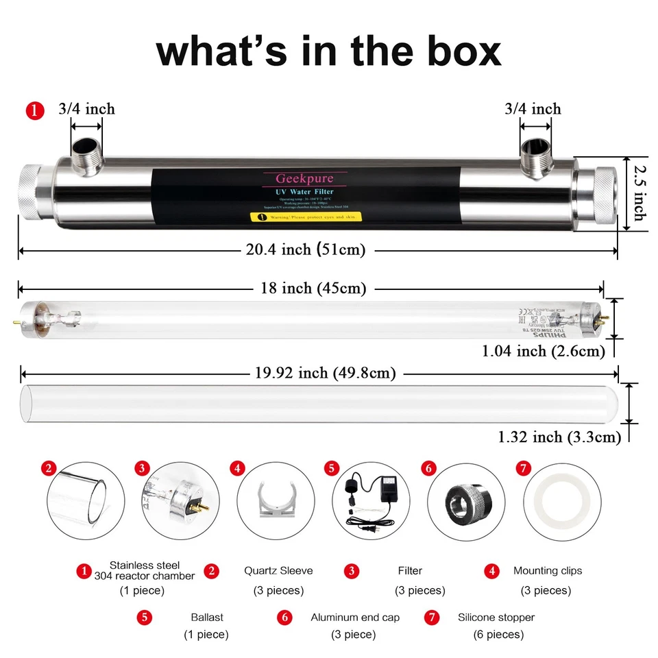 Geekpure Whole House U-V 6 GPM Water Filter System-3 UV Filter + 3 Quartz Sleeve - Image 2 of 4
