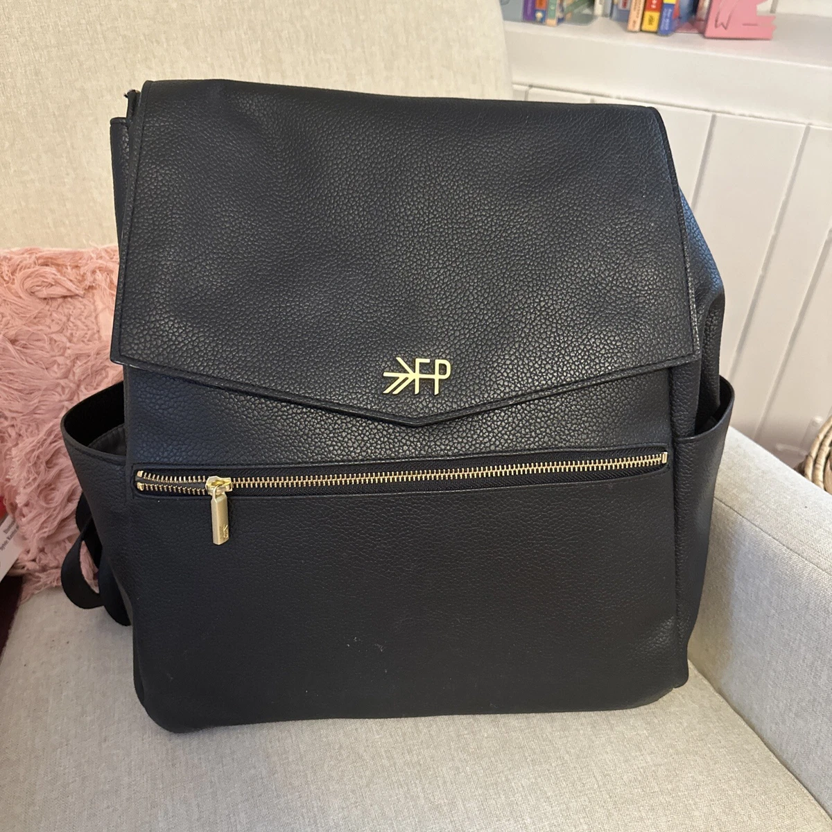 Freshly Picked Ebony Classic Diaper Bag Black With Changing Pad