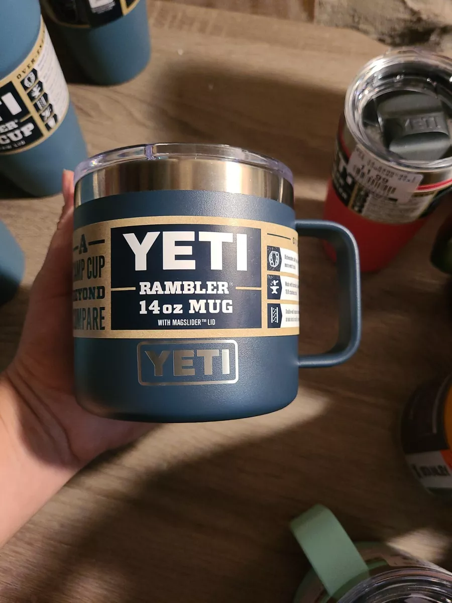 YETI Rambler 14 oz Mug with Magslider Lid Navy NEW NO RESERVE