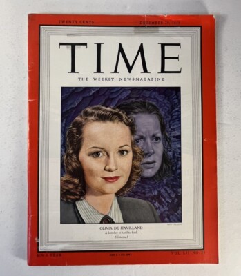 TIME Magazine December 20, 1948 ~ Olivia de Havilland Vintage Cover ~ Classic Ho