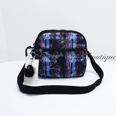 NWT Kipling HB6468 Keefe Shoulder Crossbody Bag Double Zip Nylon Darling Dashes