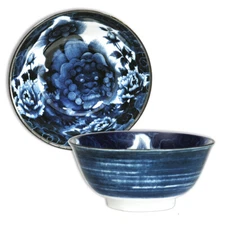 Japanese Rice Soup Noodle Bowl 6"D Porcelain Lucky Karajishi Lion Made in Japan