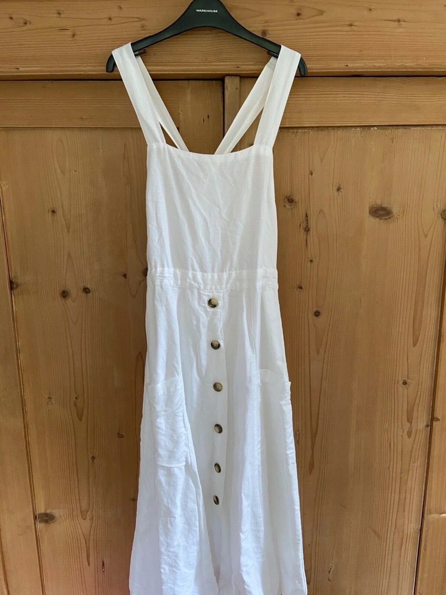 Immaculate condition Warehouse white linen cotton dress UK 8 worn once