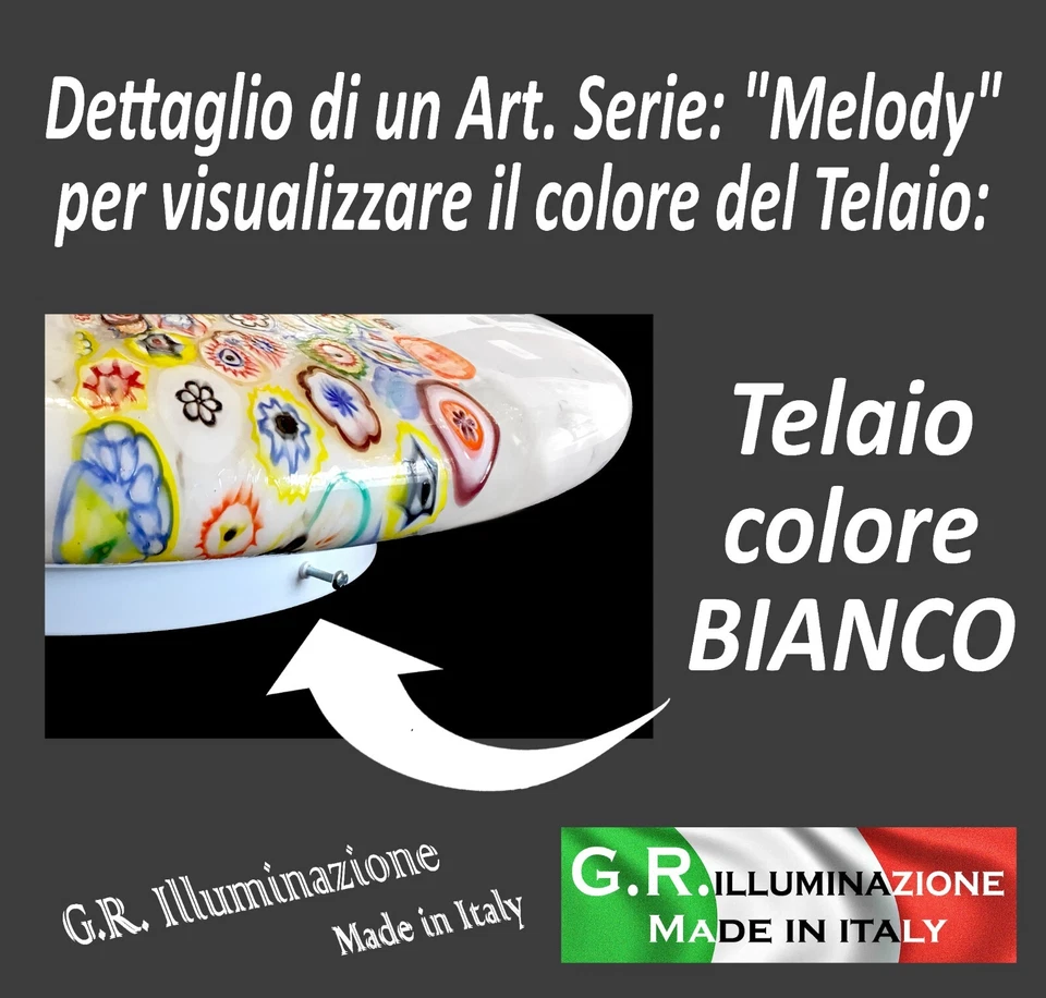 PLAFONIERA MODERNA IN VETRO BIANCO E MURRINE 2L Ø40 LAMPADA BAGNO CAMERA Melody - Immagine 3 di 4