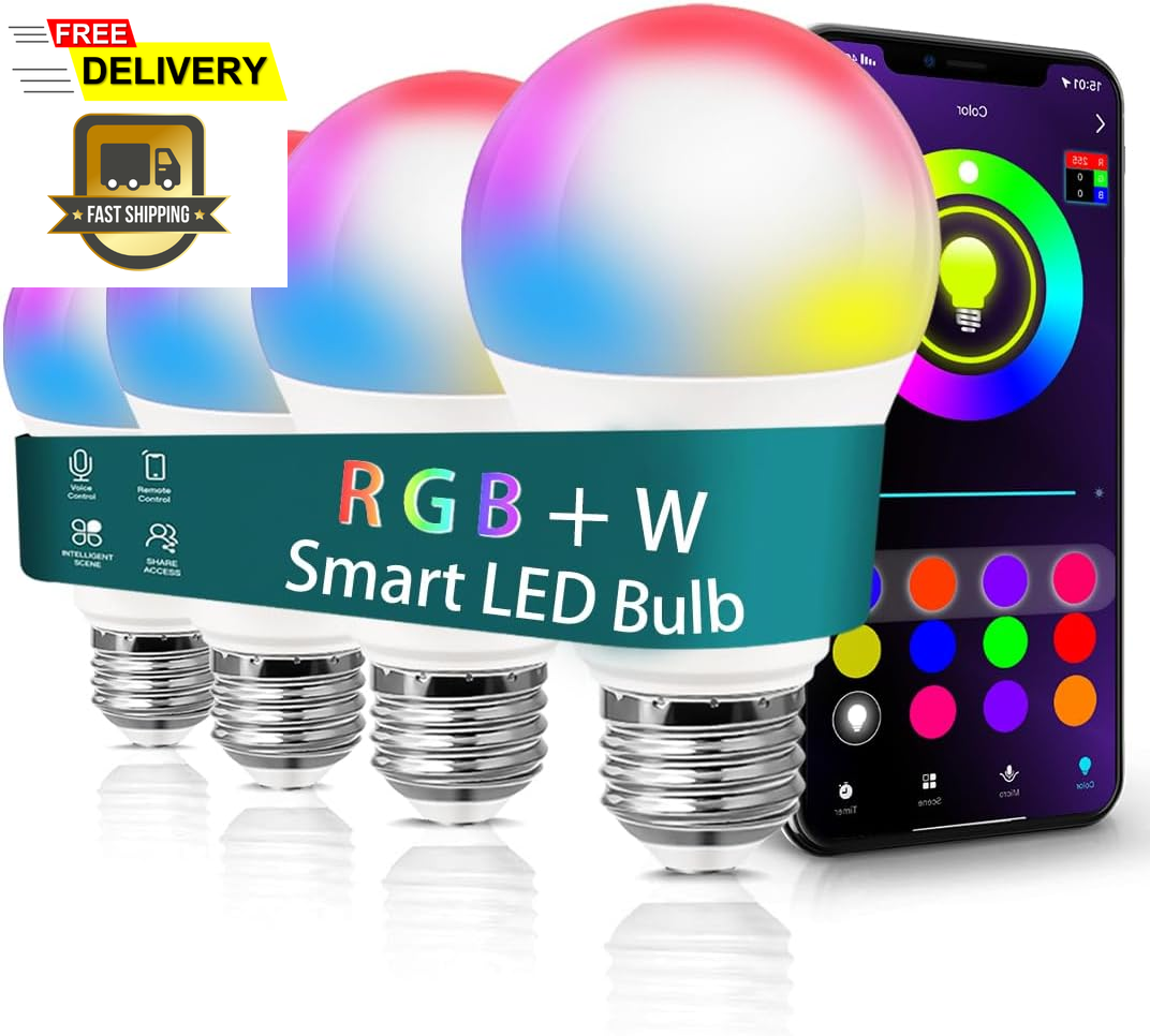 Smart Light Bulbs for Bedroom,Bt Light Bulbs with Appcontrol Rgb+Daylight (5000K