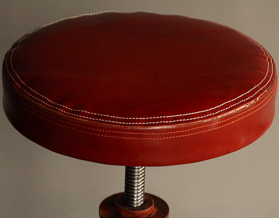 Bar stool, handmade, rusted steel,natural leather seat, adjustable height - Image 4 of 4