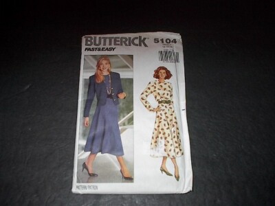 Butterick Pattern 5104 Misses Loose-Fitting Unlined Jacket and Dress 12 ...